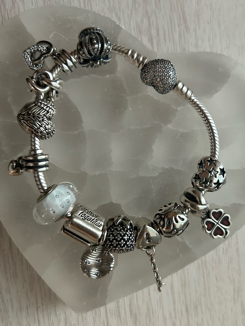 Pandora bracelet with charms